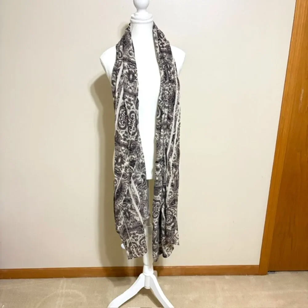 Madewell Brown Paisley Oversized Rectangle Scarf Shawl Wrap Boho One Size